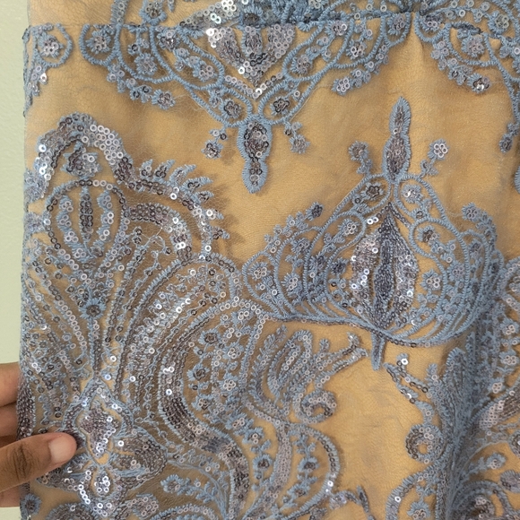 Free People Night Shimmers Pastel Blue Sequinced Mini Babydoll Dress. Size 4 - Picture 12 of 14